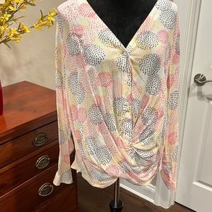 NWOT A.N.A. Pastel Colorful Button Down Blouse XL